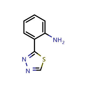 Chemical structure of 2-(1,3,4-thiadiazol-2-yl)aniline , CAS 874507-60-5, AChemBlock AD271578