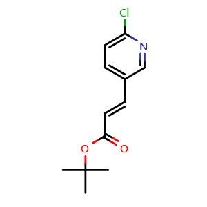 Chemical structure of tert-Butyl (E)-3-(6-chloropyridin-3-yl)acrylate , CAS 879403-48-2, AChemBlock AD271582