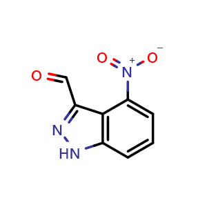 Chemical structure of 4-nitro-1H-indazole-3-carbaldehyde , CAS 887588-89-8, AChemBlock AD271592