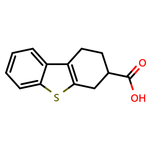 Chemical structure of 1,2,3,4-tetrahydrodibenzo[b,d]thiophene-3-carboxylic acid , CAS 907211-59-0, AChemBlock AD271603