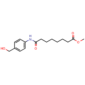 Chemical structure of methyl 7-[(4-(hydroxymethyl)phenyl)carbamoyl]heptanoate , CAS 910610-24-1, AChemBlock AD271606