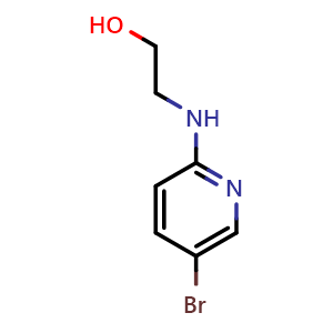 Chemical structure of 2-((5-bromopyridin-2-yl)amino)ethan-1-ol , CAS 911112-04-4, AChemBlock AD271609
