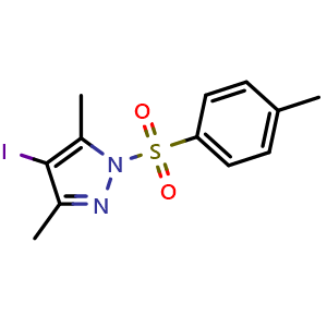 Chemical structure of 4-iodo-3,5-dimethyl-1-(4-methylbenzenesulfonyl)-1H-pyrazole , CAS 916260-00-9, AChemBlock AD271614