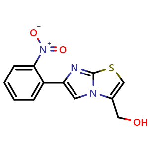 Chemical structure of (6-(2-nitrophenyl)imidazo[2,1-b][1,3]thiazol-3-yl)methanol , CAS 925437-85-0, AChemBlock AD271620