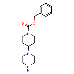 Chemical structure of benzyl 4-(piperazin-1-yl)piperidine-1-carboxylate , CAS 926904-27-0, AChemBlock AD271623