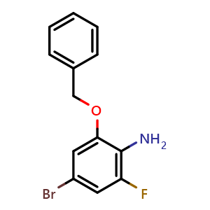 Chemical structure of 2-(benzyloxy)-4-bromo-6-fluoroaniline , CAS 941608-28-2, AChemBlock AD271635