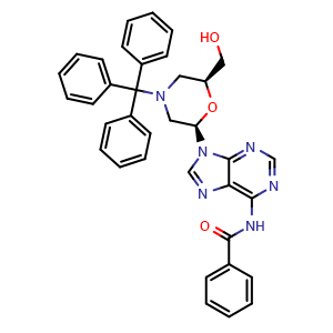 Chemical structure of N-(9-[(2R,6S)-6-(hydroxymethyl)-4-(triphenylmethyl)morpholin-2-yl]-9H-purin-6-yl)benzamide , CAS 956139-16-5, AChemBlock AD271643