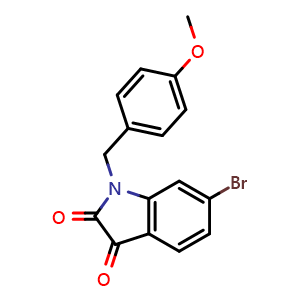 Chemical structure of 6-Bromo-1-[(4-methoxyphenyl)methyl]-2,3-dihydro-1H-indole-2,3-dione , CAS 957213-19-3, AChemBlock AD271646