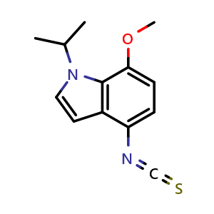 Chemical structure of 4-Isothiocyanato-7-methoxy-1-(propan-2-yl)-1H-indole , CAS 959687-56-0, AChemBlock AD271647