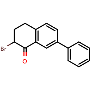 Chemical structure of 2-bromo-7-phenyl-1,2,3,4-tetrahydronaphthalen-1-one , CAS 99657-24-6, AChemBlock AD271650