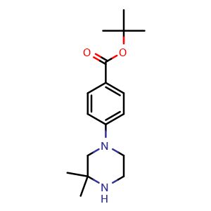Chemical structure of tert-butyl 4-(3,3-dimethylpiperazin-1-yl)benzoate , AChemBlock AD271654