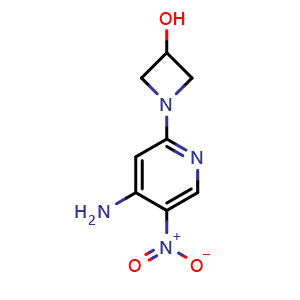 Chemical structure of 1-(4-amino-5-nitropyridin-2-yl)azetidin-3-ol , AChemBlock AD271655