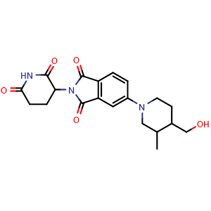 Chemical structure of 2-(2,6-dioxopiperidin-3-yl)-5-[4-(hydroxymethyl)-3-methylpiperidin-1-yl]isoindole-1,3-dione , AChemBlock AD271658
