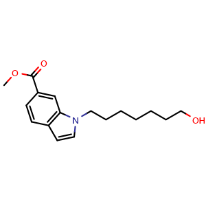 Chemical structure of methyl 1-(7-hydroxyheptyl)-1H-indole-6-carboxylate , AChemBlock AD271667