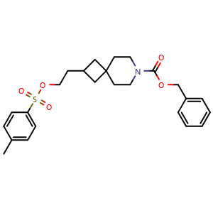 Chemical structure of benzyl 2-(2-(tosyloxy)ethyl)-7-azaspiro[3.5]nonane-7-carboxylate , AChemBlock AD271668