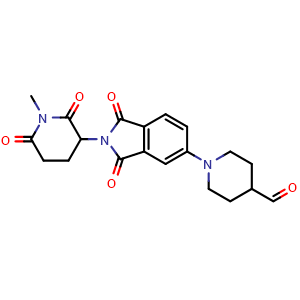 Chemical structure of 1-(2-(1-methyl-2,6-dioxopiperidin-3-yl)-1,3-dioxoisoindolin-5-yl)piperidine-4-carbaldehyde , AChemBlock AD271669