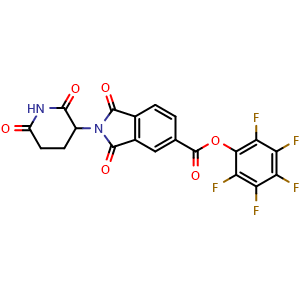 Chemical structure of perfluorophenyl 2-(2,6-dioxopiperidin-3-yl)-1,3-dioxoisoindoline-5-carboxylate , AChemBlock AD271676