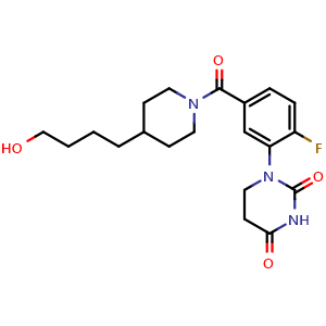 Chemical structure of 1-(2-fluoro-5-(4-(4-hydroxybutyl)piperidine-1-carbonyl)phenyl)dihydropyrimidine-2,4(1H,3H)-dione , AChemBlock AD271677