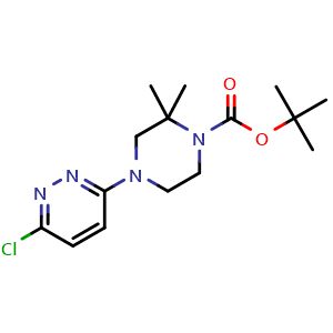 Chemical structure of tert-Butyl 4-(6-chloropyridazin-3-yl)-2,2-dimethylpiperazine-1-carboxylate , AChemBlock AD271688