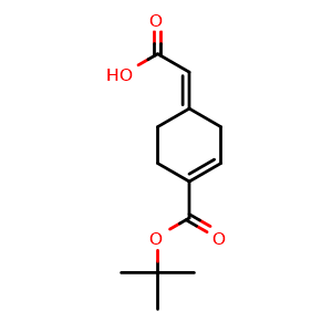 Chemical structure of (E)-2-(4-(tert-Butoxycarbonyl)cyclohex-3-en-1-ylidene)acetic acid , AChemBlock AD271692