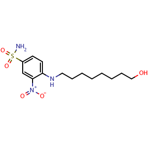 Chemical structure of 4-((8-hydroxyoctyl)amino)-3-nitrobenzenesulfonamide , AChemBlock AD271694