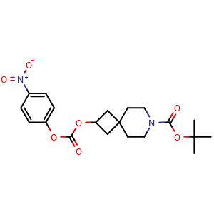 Chemical structure of tert-Butyl 2-{[(4-nitrophenoxy)carbonyl]oxy}-7-azaspiro[3.5]nonane-7-carboxylate , AChemBlock AD271695