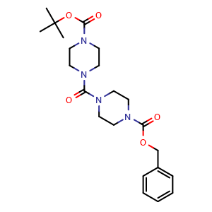 Chemical structure of tert-butyl 4-(4-[(benzyloxy)carbonyl]piperazine-1-carbonyl)piperazine-1-carboxylate , AChemBlock AD271703