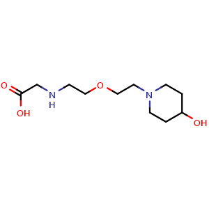 Chemical structure of 2-[(2-(2-(4-hydroxypiperidin-1-yl)ethoxy)ethyl)amino]acetic acid , AChemBlock AD271704