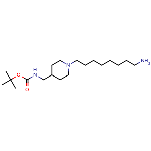Chemical structure of tert-Butyl N-[(1-(8-aminooctyl)piperidin-4-yl)methyl]carbamate , AChemBlock AD271708