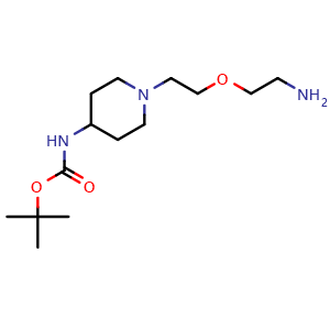 Chemical structure of tert-Butyl N-(1-(2-(2-aminoethoxy)ethyl)piperidin-4-yl)carbamate , AChemBlock AD271711