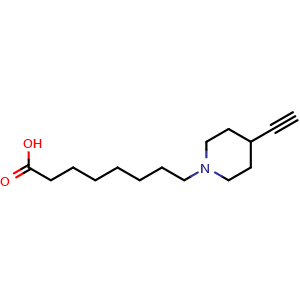 Chemical structure of 8-(4-ethynylpiperidin-1-yl)octanoic acid , AChemBlock AD271713