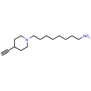 Chemical structure of 8-(4-ethynylpiperidin-1-yl)octan-1-amine , AChemBlock AD271714