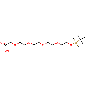 Chemical structure of 2,2,3,3-tetramethyl-4,7,10,13,16-pentaoxa-3-silaoctadecan-18-oic acid , AChemBlock AD271725