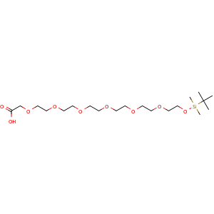 Chemical structure of 2,2,3,3-tetramethyl-4,7,10,13,16,19,22-heptaoxa-3-silatetracosan-24-oic acid , AChemBlock AD271726