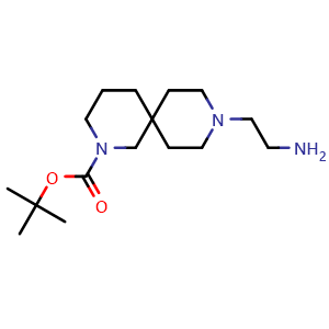 Chemical structure of tert-butyl 9-(2-aminoethyl)-2,9-diazaspiro[5.5]undecane-2-carboxylate , AChemBlock AD271734
