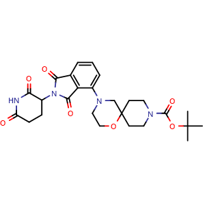Chemical structure of tert-butyl 4-(2-(2,6-dioxopiperidin-3-yl)-1,3-dioxo-2,3-dihydro-1H-isoindol-4-yl)-1-oxa-4,9-diazaspiro[5.5]undecane-9-carboxylate , AChemBlock AD271738