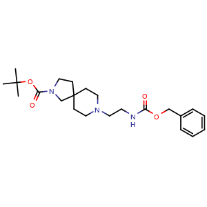 Chemical structure of tert-butyl 8-(2-{[(benzyloxy)carbonyl]amino}ethyl)-2,8-diazaspiro[4.5]decane-2-carboxylate , AChemBlock AD271745
