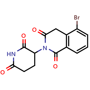 Chemical structure of 5-Bromo-2-(2,6-dioxopiperidin-3-yl)-1,2,3,4-tetrahydroisoquinoline-1,3-dione , AChemBlock AD271748