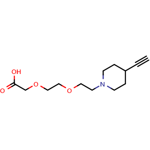 Chemical structure of 2-(2-(2-(4-ethynylpiperidin-1-yl)ethoxy)ethoxy)acetic acid , AChemBlock AD271750