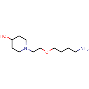 Chemical structure of 1-(2-(4-aminobutoxy)ethyl)piperidin-4-ol , AChemBlock AD271754