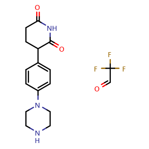 Chemical structure of 2,2,2-trifluoroacetaldehyde; 3-(4-(piperazin-1-yl)phenyl)piperidine-2,6-dione , AChemBlock AD271757