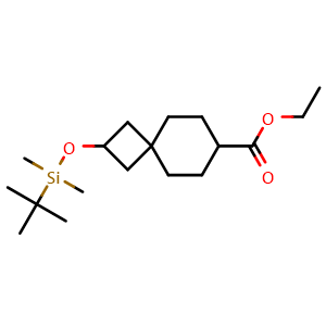 Chemical structure of ethyl 2-[(tert-butyldimethylsilyl)oxy]spiro[3.5]nonane-7-carboxylate , AChemBlock AD271762