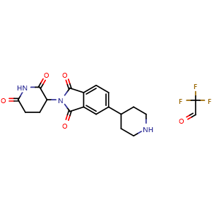 Chemical structure of 2,2,2-trifluoroacetaldehyde; 2-(2,6-dioxopiperidin-3-yl)-5-(piperidin-4-yl)-2,3-dihydro-1H-isoindole-1,3-dione , AChemBlock AD271767