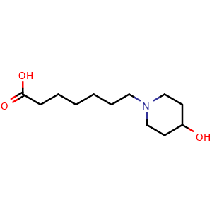 Chemical structure of 7-(4-hydroxypiperidin-1-yl)heptanoic acid , AChemBlock AD271768