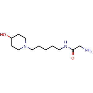 Chemical structure of 2-amino-N-(5-(4-hydroxypiperidin-1-yl)pentyl)acetamide , AChemBlock AD271770