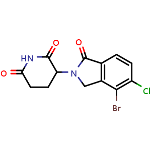 Chemical structure of 3-(4-bromo-5-chloro-1-oxo-2,3-dihydro-1H-isoindol-2-yl)piperidine-2,6-dione , AChemBlock AD271775