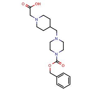 Chemical structure of 2-(4-[(4-[(benzyloxy)carbonyl]piperazin-1-yl)methyl]piperidin-1-yl)acetic acid , AChemBlock AD271778