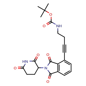 Chemical structure of tert-butyl N-(4-(2-(2,6-dioxopiperidin-3-yl)-1,3-dioxo-2,3-dihydro-1H-isoindol-4-yl)but-3-yn-1-yl)carbamate , AChemBlock AD271788