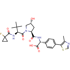 (2R)-2-{[(2S,4R)-1-[(2S)-2-[(1-fluorocyclopropyl)formamido]-3,3-dimethylbutanoyl]-4-hydroxypyrrolidin-2-yl]formamido}-2-(4-(4-methyl-1,3-thiazol-5-yl)phenyl)acetic acid