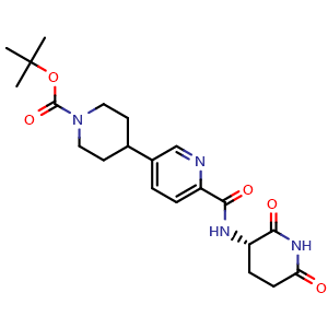 Chemical structure of tert-butyl 4-(6-{[(3S)-2,6-dioxopiperidin-3-yl]carbamoyl}pyridin-3-yl)piperidine-1-carboxylate , AChemBlock AD271802